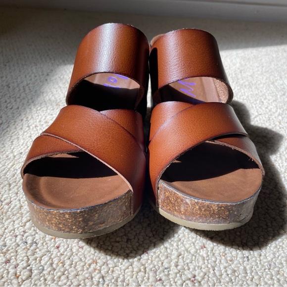 Blowfish Malibu Hiro Whiskey Brown Wedge Sandals Cork Wedge Heels Women's Size 6 - Picture 2 of 8